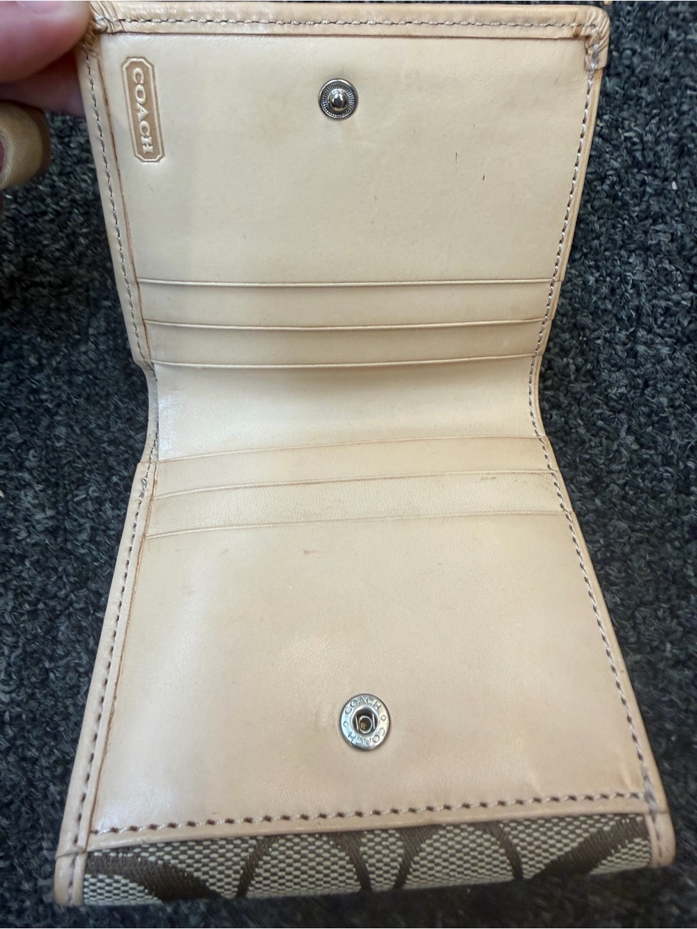 Coach Signature Mini Wallet Khaki 6056 - Picture 3 of 5